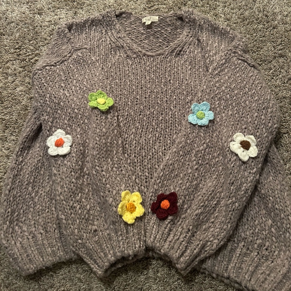 Easel Multicolor Floral Knit Cardigan